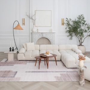 5' X 8' Beige and Brown Abstract Area Rug
