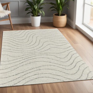 4' X 6' Cream and Beige Abstract Area Rug