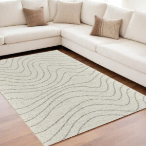 5' X 8' Cream and Beige Abstract Area Rug