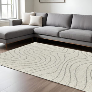 7' X 10' Cream and Beige Abstract Area Rug