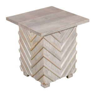 24" White Distressed Solid Wood Square End Table