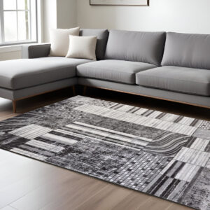 8' X 11' Gray Brown and Beige Abstract Area Rug