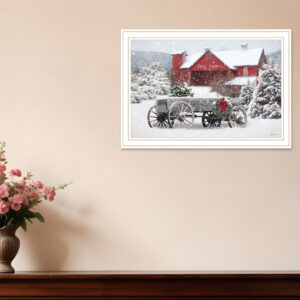 Tree Farm Wagon White Framed Wall Art