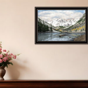Snowy Mountain Landscape  Black Framed Wall Art