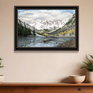 Snowy Mountain Landscape  Black Framed Wall Art
