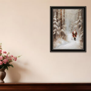 Santa's Winter Stroll Black Framed Wall Art