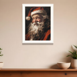 Old World Santa Claus White Framed Wall Art