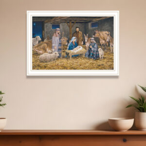 The Birth of Christ White Framed Wall Art