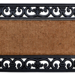 18" X 30" Beige and Black Rubber and Coir Outdoor Door Mat