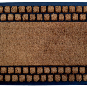 18" X 30" Beige and Black Rubber and Coir Outdoor Door Mat