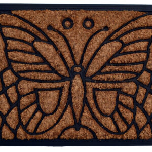 18" X 30" Beige and Black Rubber and Coir Outdoor Door Mat