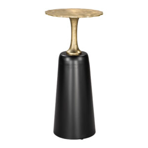 26" Gold and Black Aluminum and Iron Round Pedestal End Table