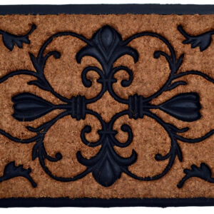 18" X 30" Beige and Black Rubber and Coir Outdoor Door Mat