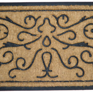 18" X 30" Beige and Black Rubber and Coir Outdoor Door Mat