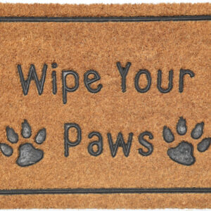 18" X 30" Beige and Gray Coir Wipe Your Paws Outdoor Door Mat