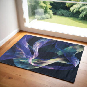 3' X 5' Blue Abstract Power Loom Non Skid Area Rug