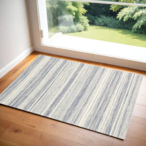 2' X 4' Blue Abstract Non Skid Area Rug