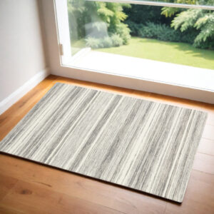 2' X 4' Gray Abstract Non Skid Area Rug