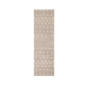 6' Beige Geometric Power Loom Runner Rug