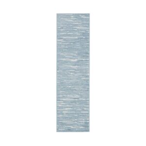6' Blue Geometric Runner Rug