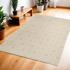 4' X 6' Beige Geometric Area Rug