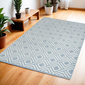 4' X 6' Blue Geometric Area Rug