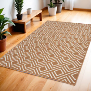 4' X 6' Brown Geometric Area Rug