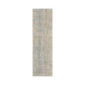 7' Gray Abstract Power Loom Runner Rug