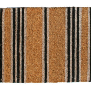 18" X 30" Brown and Black Coir Striped Outdoor Door Mat