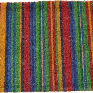 18" X 47" Blue and Green Coir Striped Outdoor Door Mat