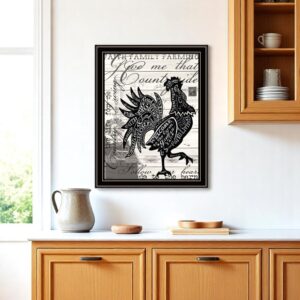 Faith Family Farming Rooster Black Framed Wall Art