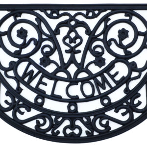 18" X 30" Black Rubber Welcome Outdoor Semi Circle Door Mat