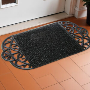 18" X 29" Black Rubber Outdoor Oval Door Mat