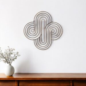 20" X 20" Bronze Metal Abstract Geometric Hanging Dimensional Sculpture