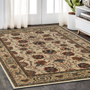5' X 8' Ivory And Red Floral Area Rug