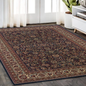 5' X 8' Blue And Red Oriental Area Rug
