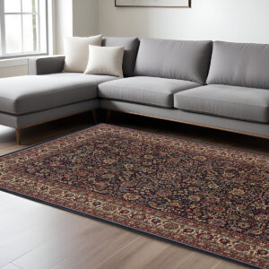 7' X 10' Blue And Red Oriental Area Rug