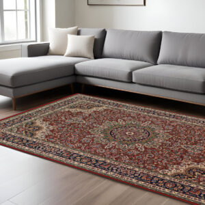 10' X 13' Red And Blue Oriental Area Rug