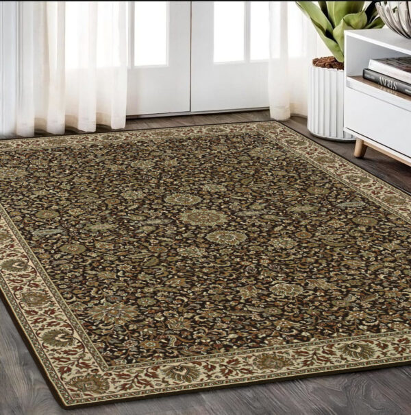 5' X 8' Brown And Ivory Oriental Area Rug