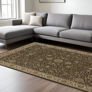 7' X 10' Brown And Ivory Oriental Area Rug