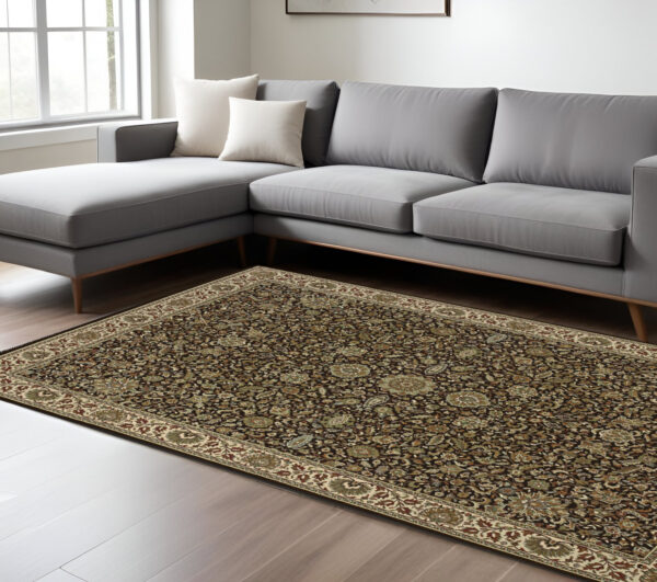 7' X 10' Brown And Ivory Oriental Area Rug