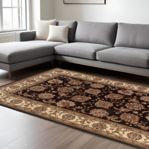 8' X 11' Brown And Ivory Oriental Area Rug