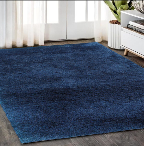 5' X 7' Blue Shag Hand Tufted Area Rug