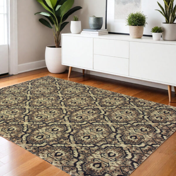 4' X 5' Brown Geometric Distressed Area Rug