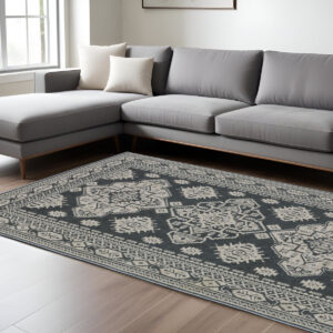 10' X 13' Blue And Gray Medallion Area Rug