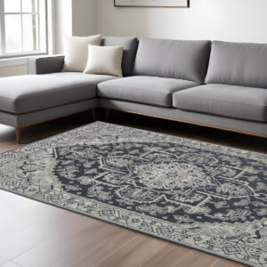 10' X 13' Blue And Gray Oriental Area Rug