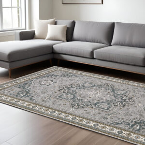 10' X 13' Blue And Gray Medallion Area Rug