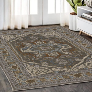 5' X 8' Blue And Green Medallion Area Rug