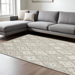 10' X 13' Beige And Gray Oriental Area Rug