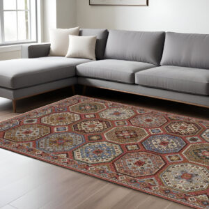10' X 13' Pink And Red Medallion Area Rug With Fringe